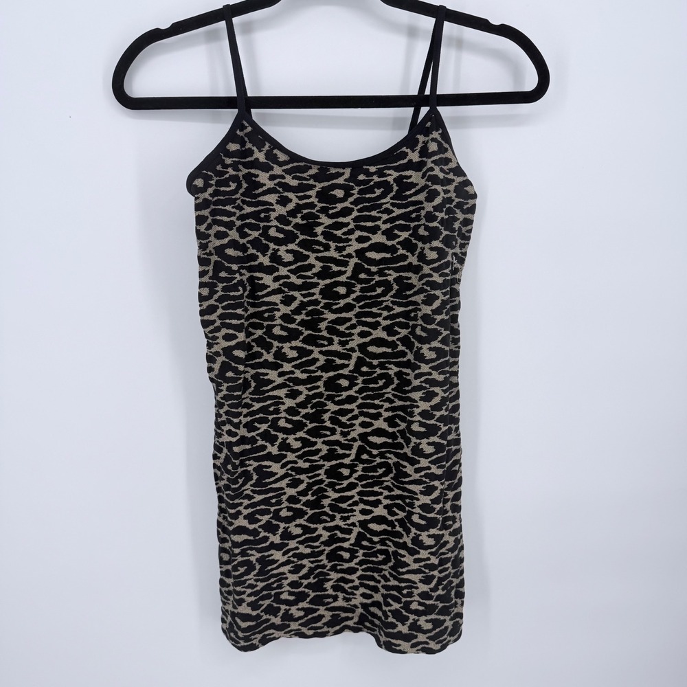 Kathy Curvy Nylon Spandex‎ Camisole Top Womens One Size Tan Black Leopard
